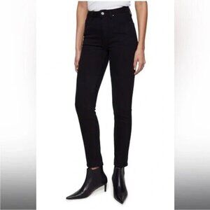 Anine Bing Jagger Jeans Womens 24 Black Low Rise Stretch Denim Skinny Crop Ankle